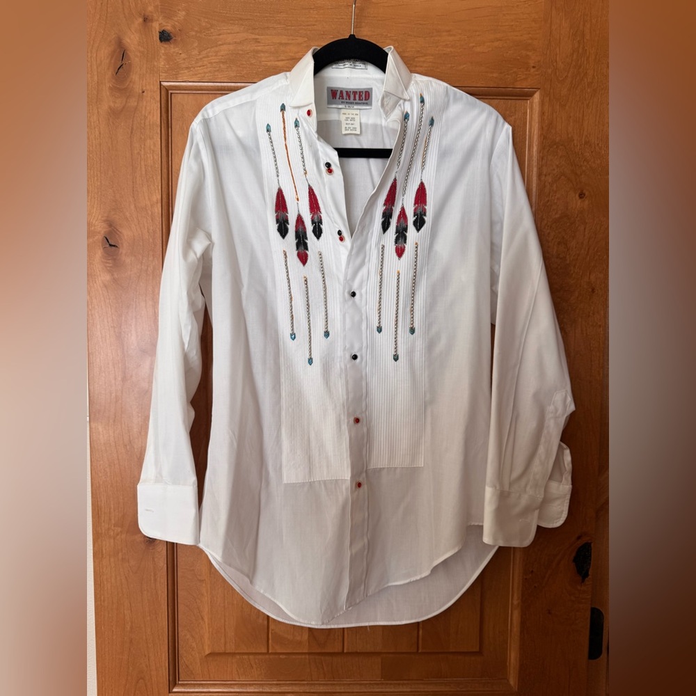 Wanted White and Black Shirt with Red Logo